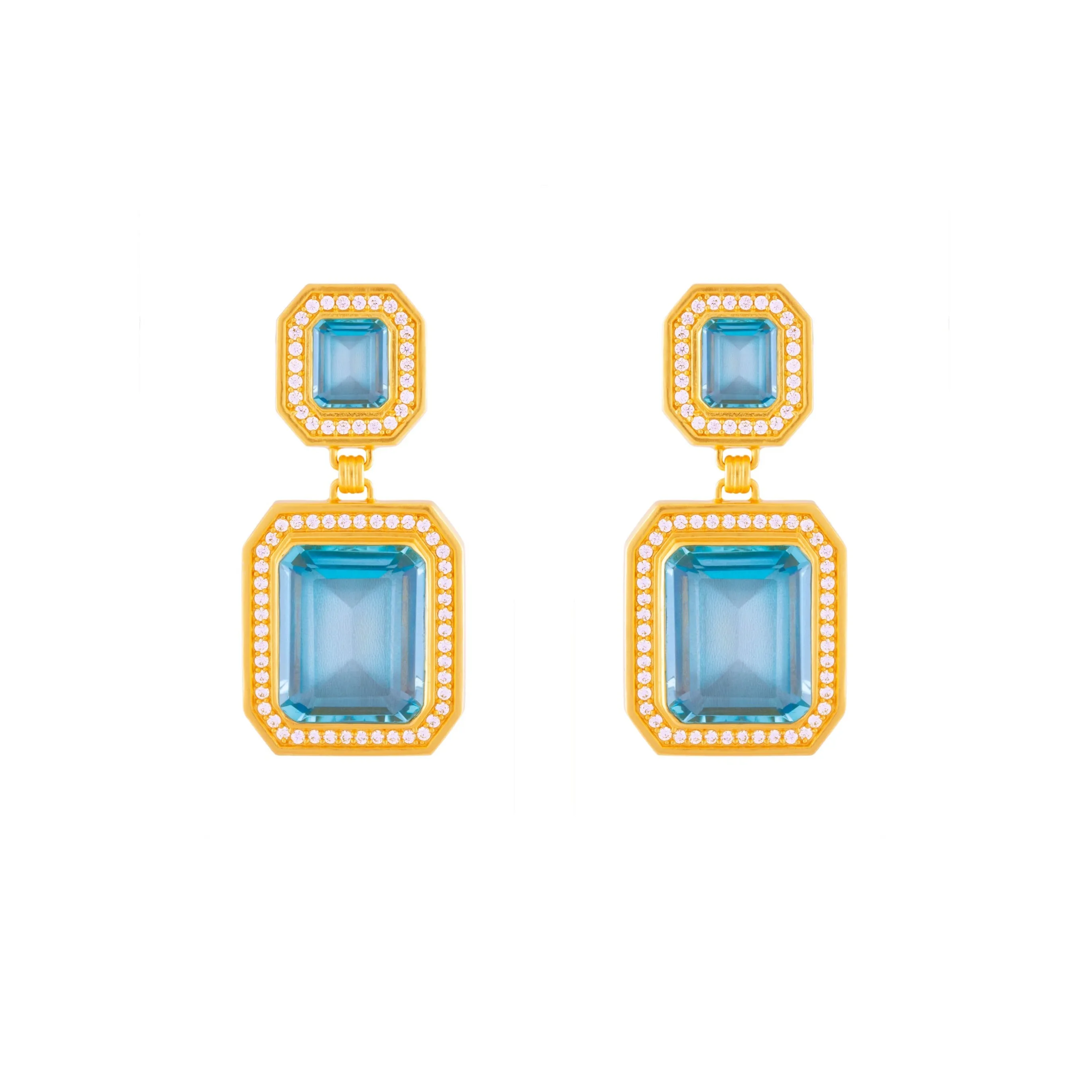 Jennifer Earrings Light Blue Quartz & Clear Quartz Crystal (PRE-ORDER)