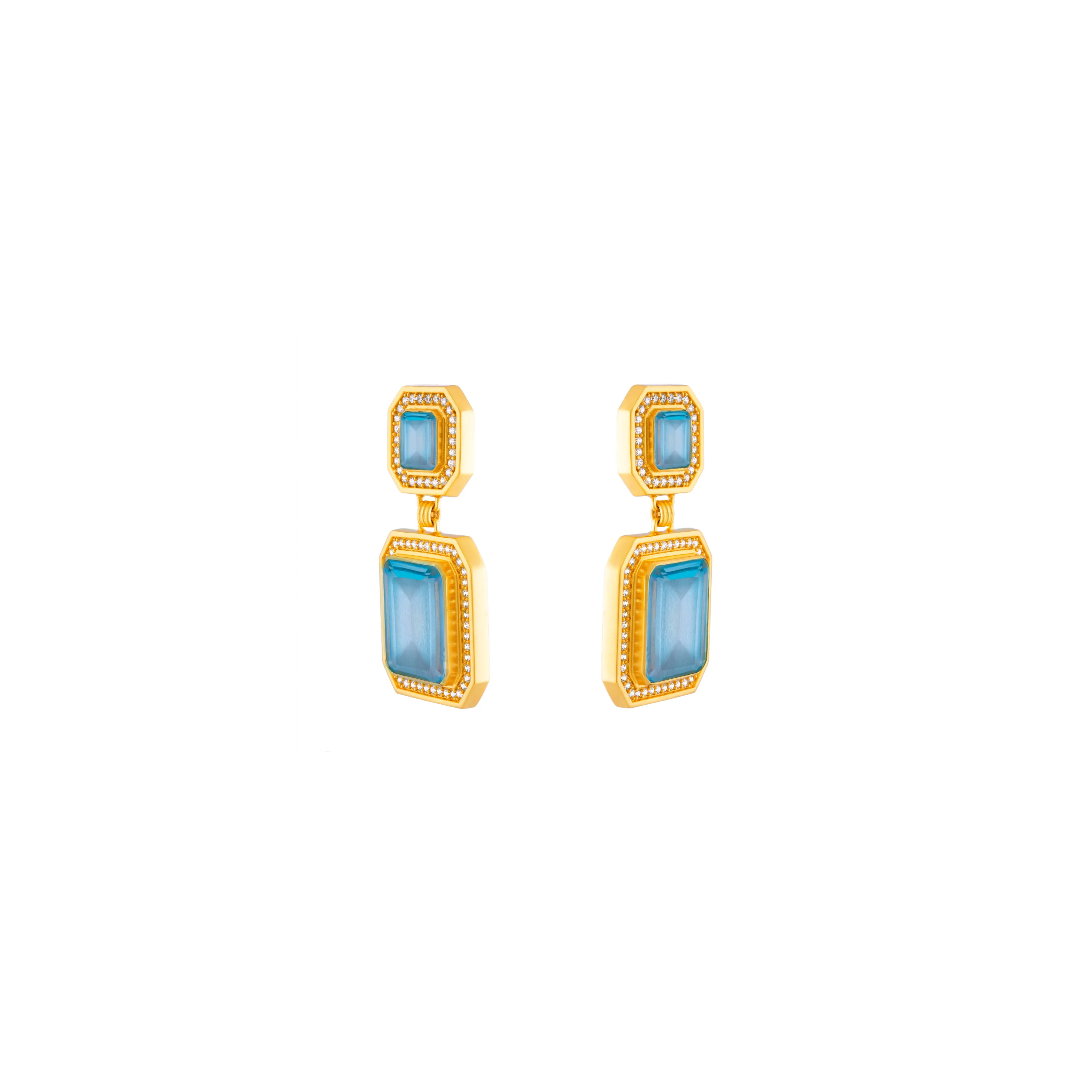 Jennifer Earrings Light Blue Quartz & Clear Quartz Crystal (PRE-ORDER)