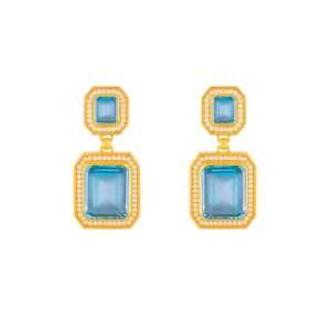 Jennifer Earrings Light Blue Quartz & Clear Quartz Crystal (PRE-ORDER)