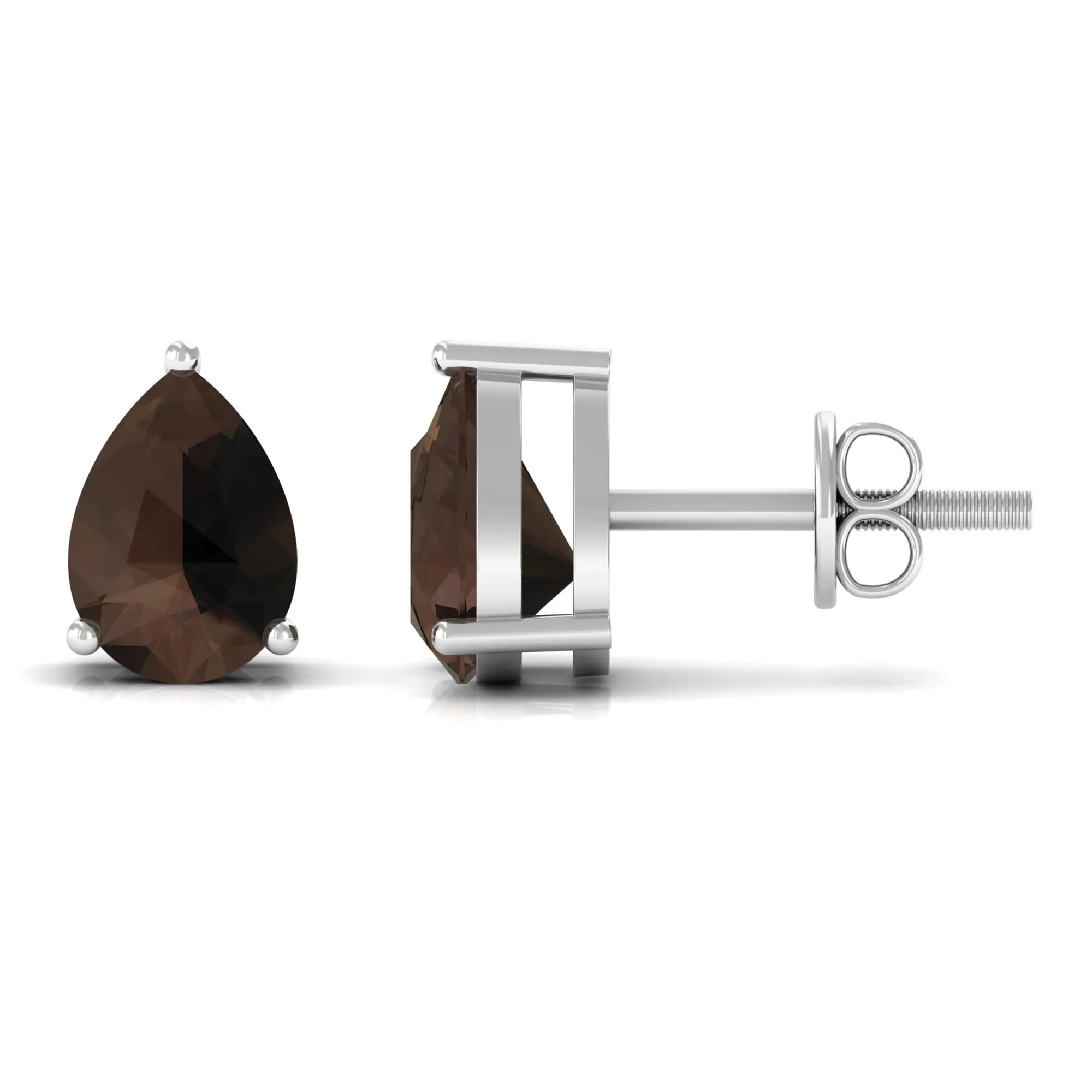 June Birthstone 2 CT Pear Cut Smoky Quartz Solitaire Wedding Stud Earring for Women