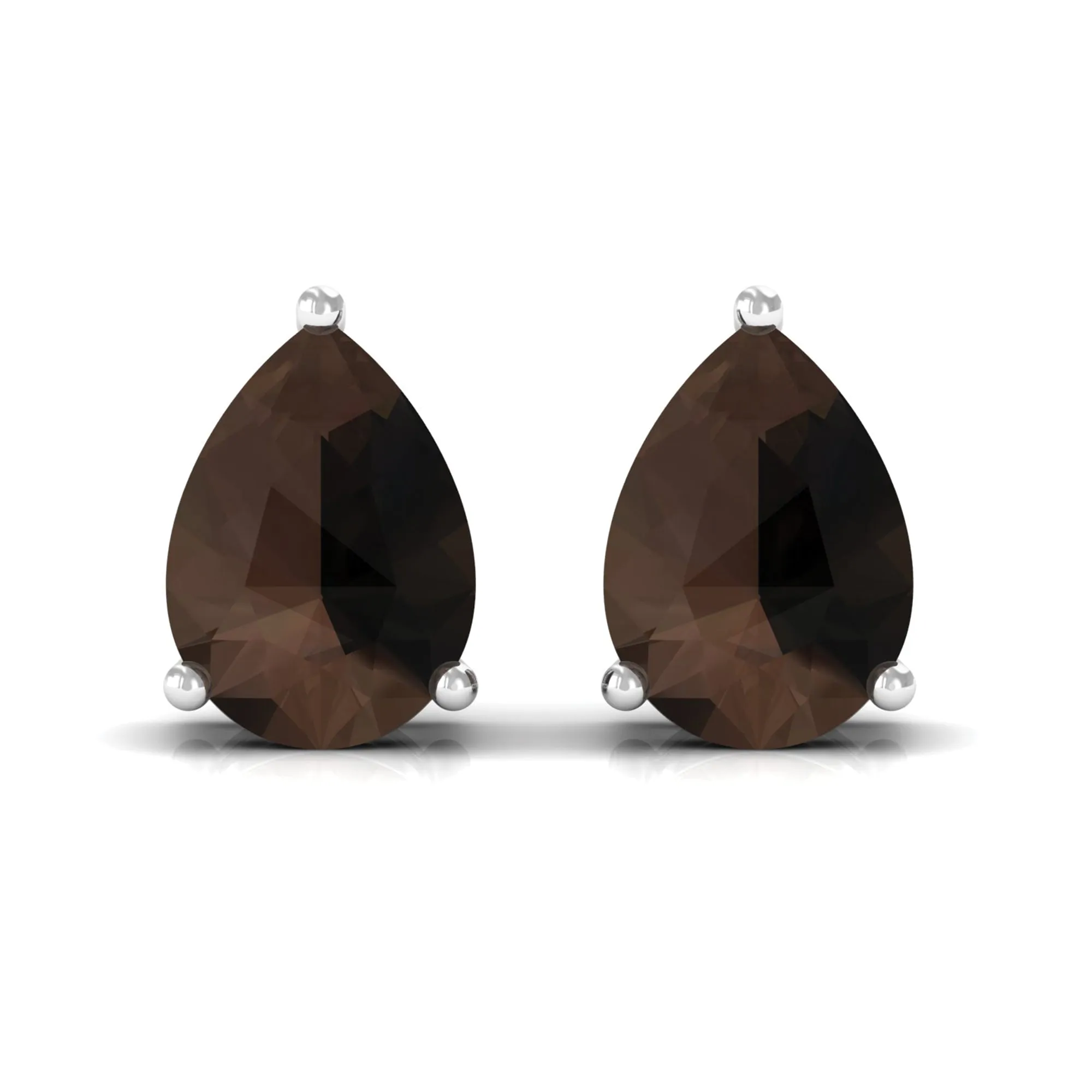 June Birthstone 2 CT Pear Cut Smoky Quartz Solitaire Wedding Stud Earring for Women