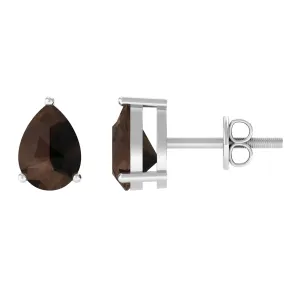 June Birthstone 2 CT Pear Cut Smoky Quartz Solitaire Wedding Stud Earring for Women