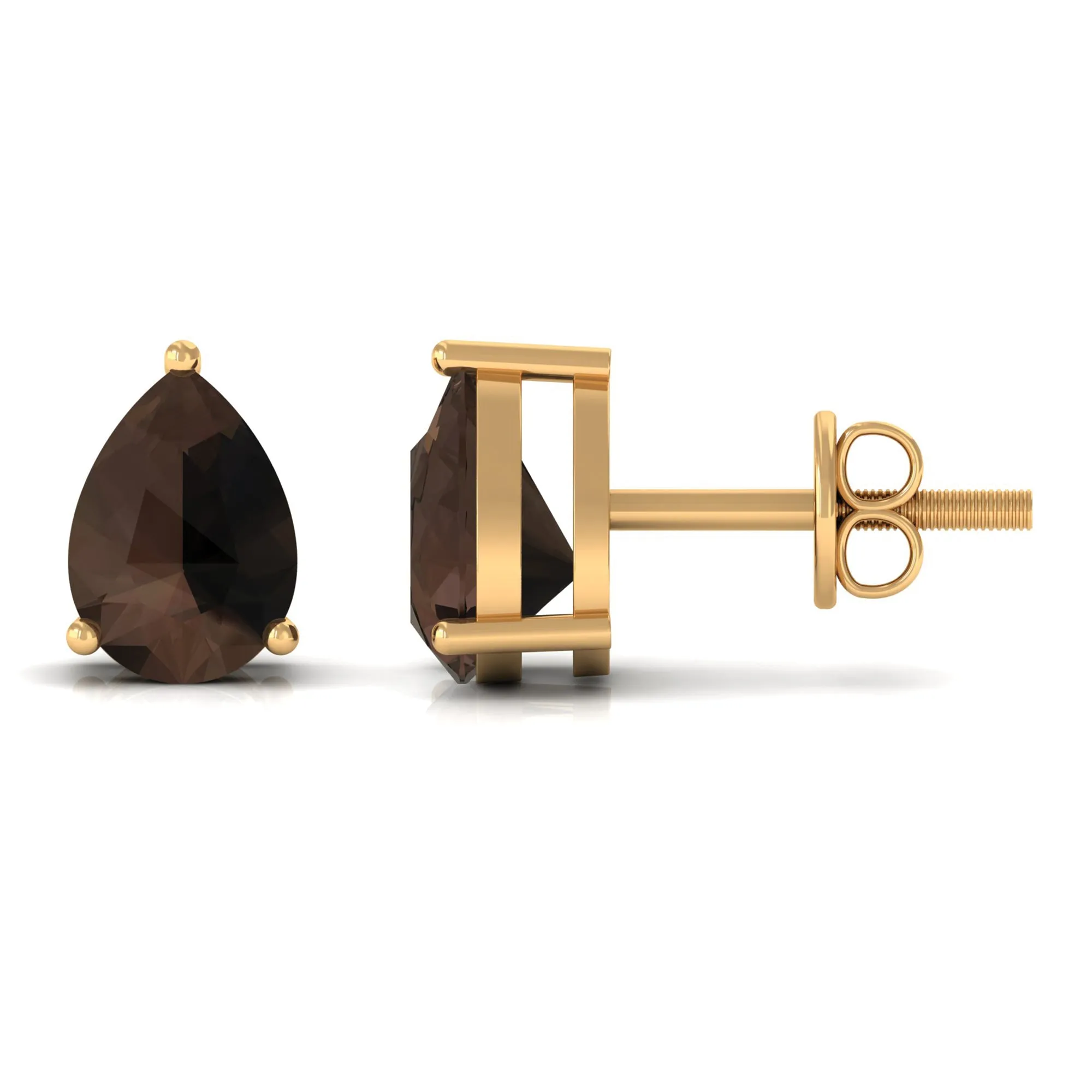 June Birthstone 2 CT Pear Cut Smoky Quartz Solitaire Wedding Stud Earring for Women