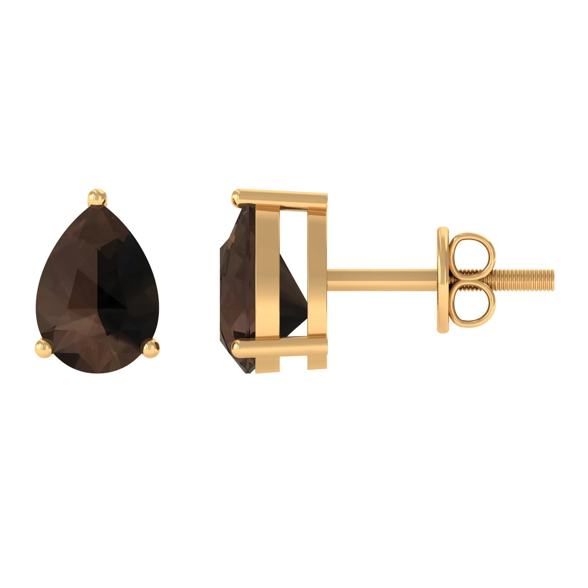 June Birthstone 2 CT Pear Cut Smoky Quartz Solitaire Wedding Stud Earring for Women