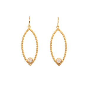 Karma Marquee Rainbow Moonstone Wire Earrings 24K Gold Vermeil