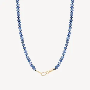 kyanite beaded mood necklace -10k yellow gold, kyanite