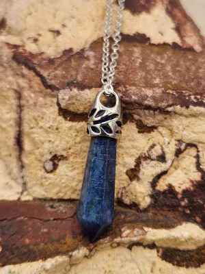 LAPIS CRYSTAL POINT NECKLACE - 24"