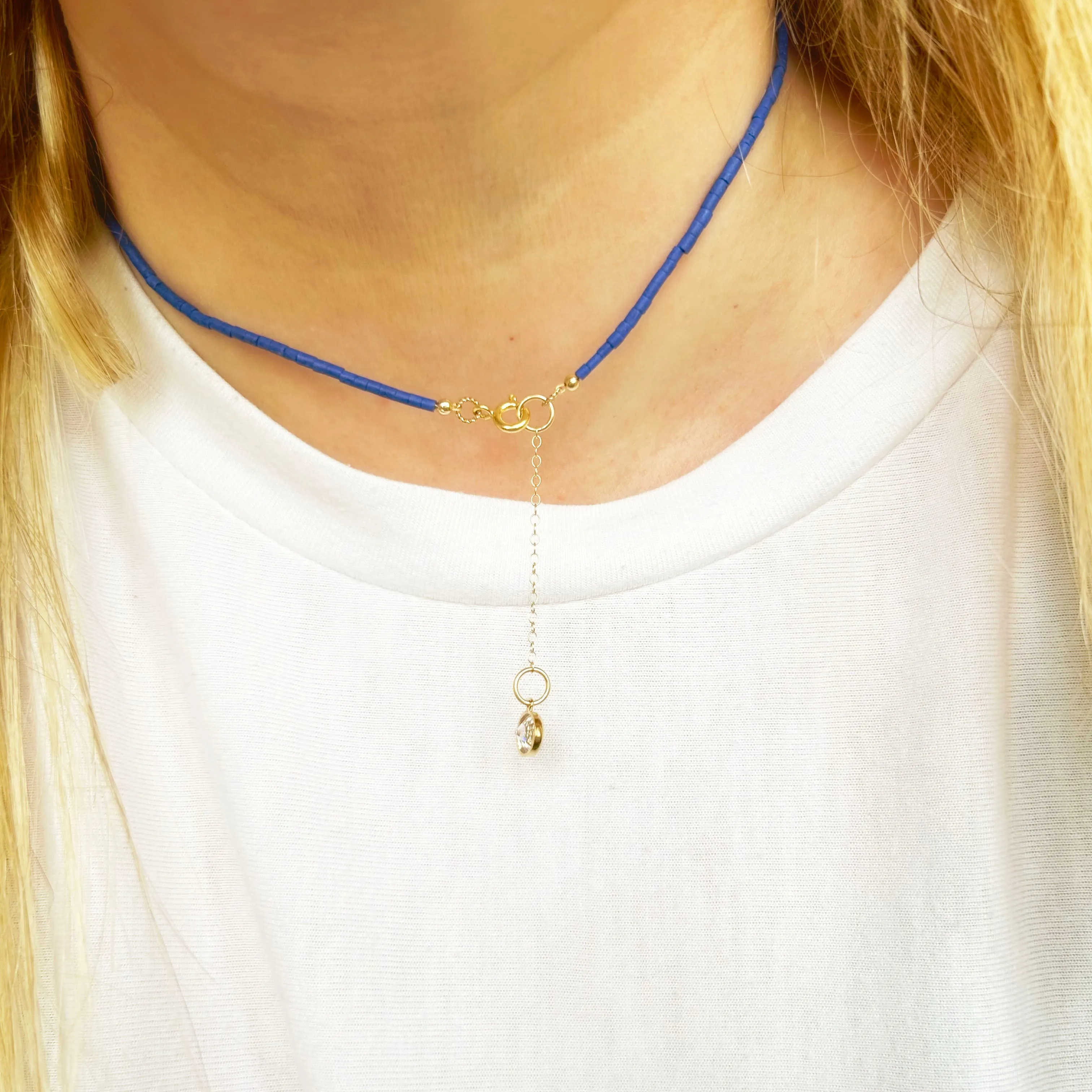 Lapis Lazuli - Gemstone Accent Necklace (tubes)