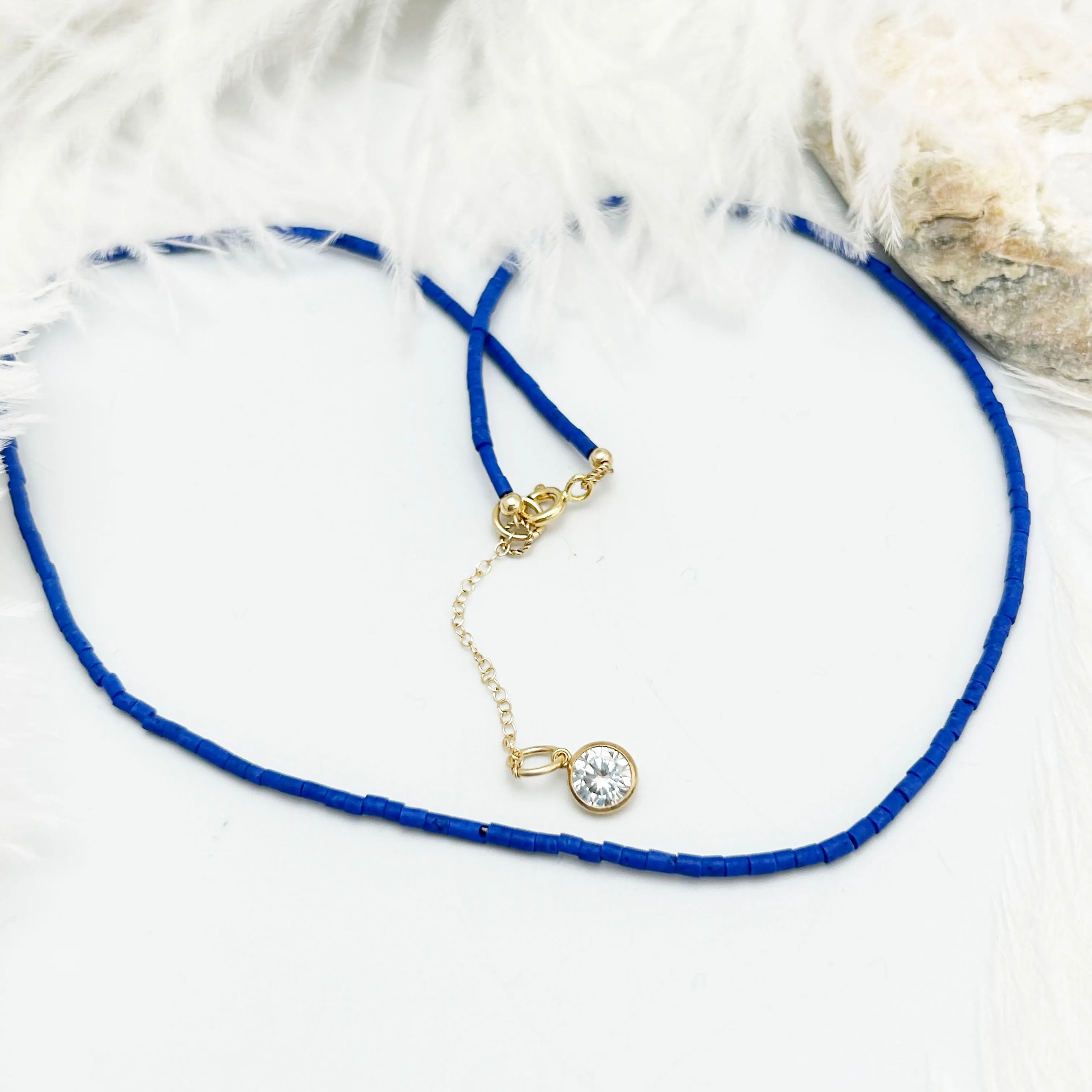 Lapis Lazuli - Gemstone Accent Necklace (tubes)