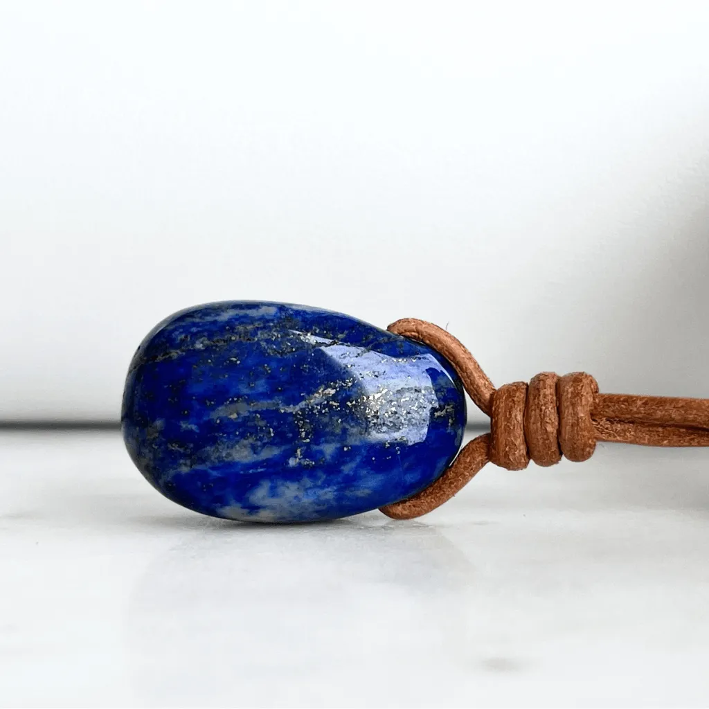 Lapis Lazuli Gemstone Pendant Necklace - Oceanic Serenity