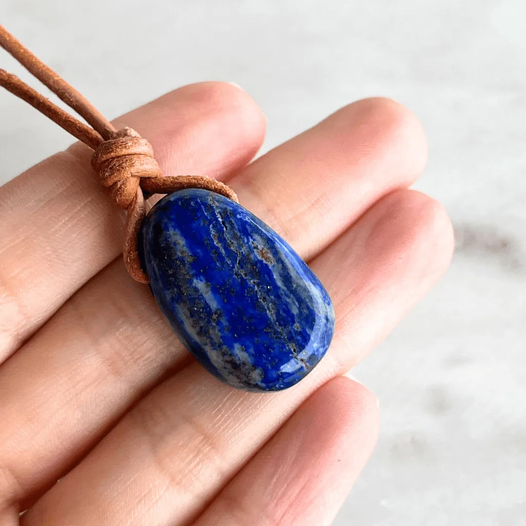 Lapis Lazuli Gemstone Pendant Necklace - Oceanic Serenity