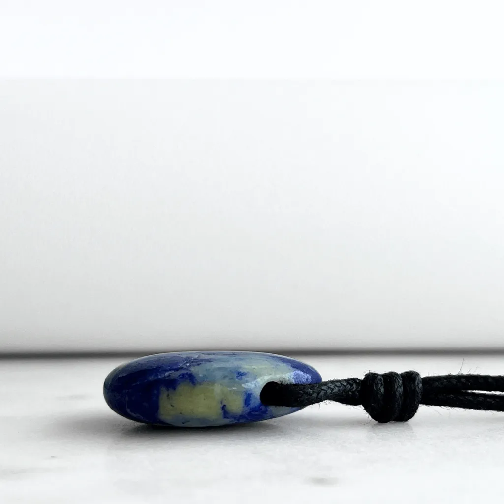 Lapis Lazuli Gemstone Pendant Necklace - Regal beauty by Luck Strings