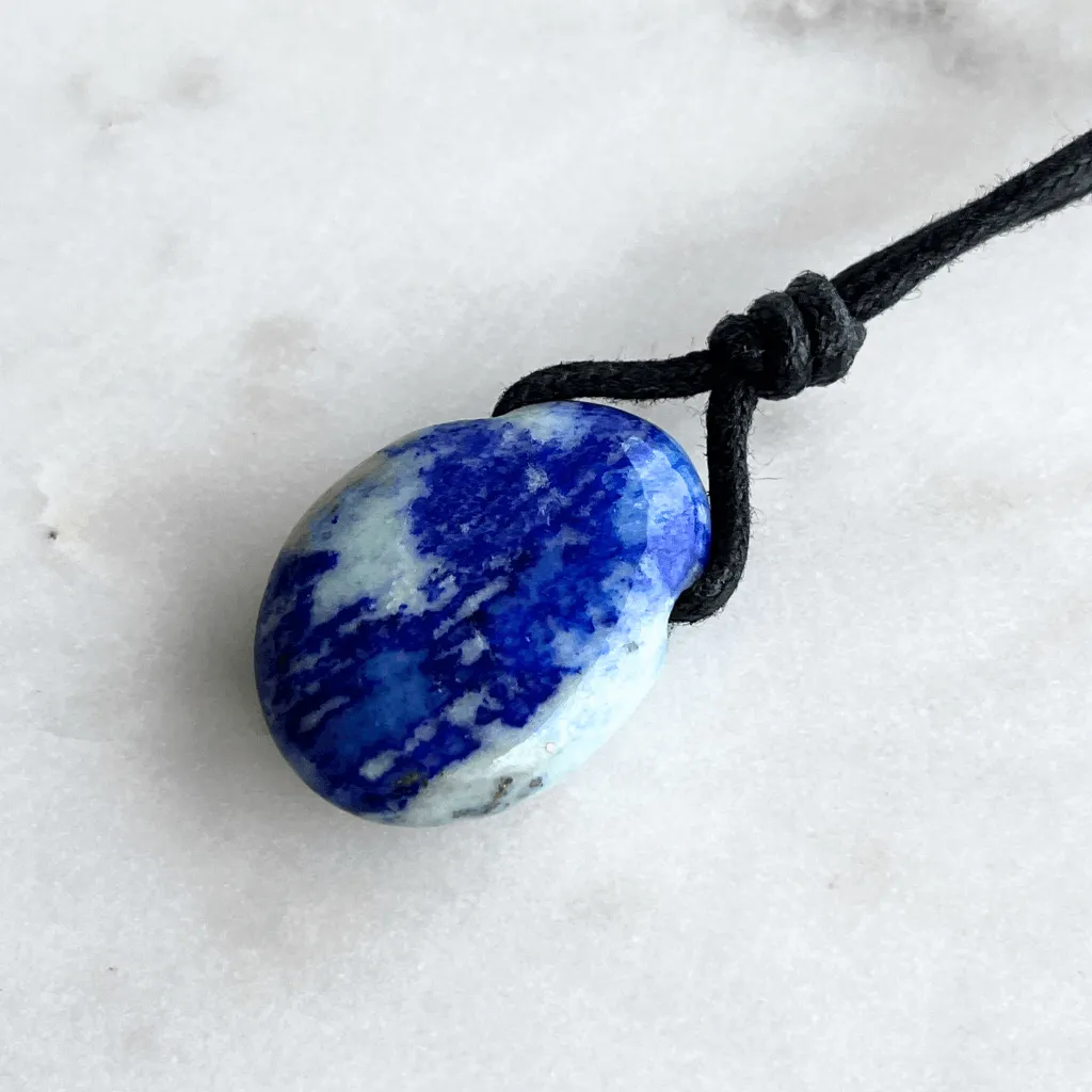 Lapis Lazuli Gemstone Pendant Necklace - Regal beauty by Luck Strings