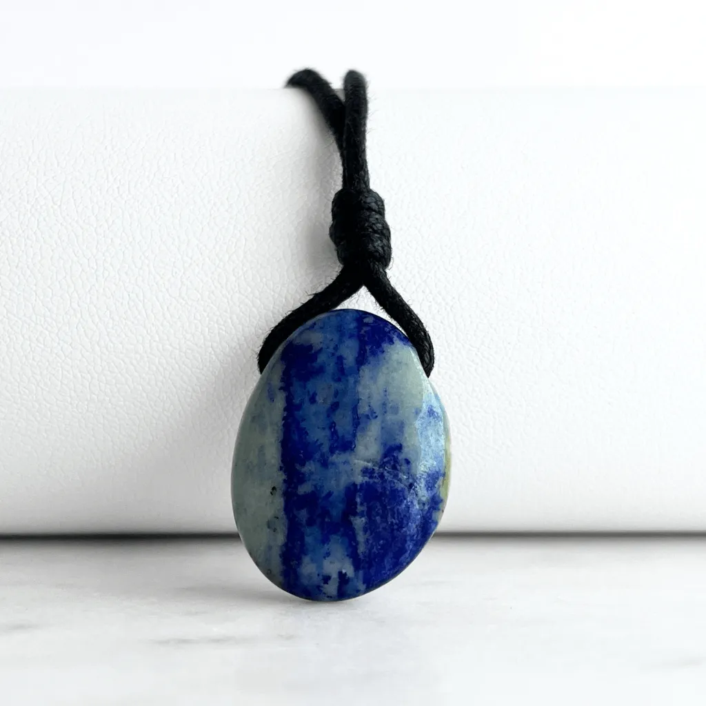 Lapis Lazuli Gemstone Pendant Necklace - Regal beauty by Luck Strings