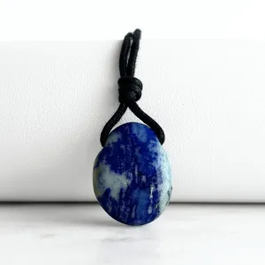 Lapis Lazuli Gemstone Pendant Necklace - Regal beauty by Luck Strings