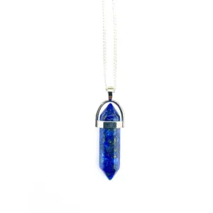 Lapis Lazuli Long Chain Crystal Charm Necklace