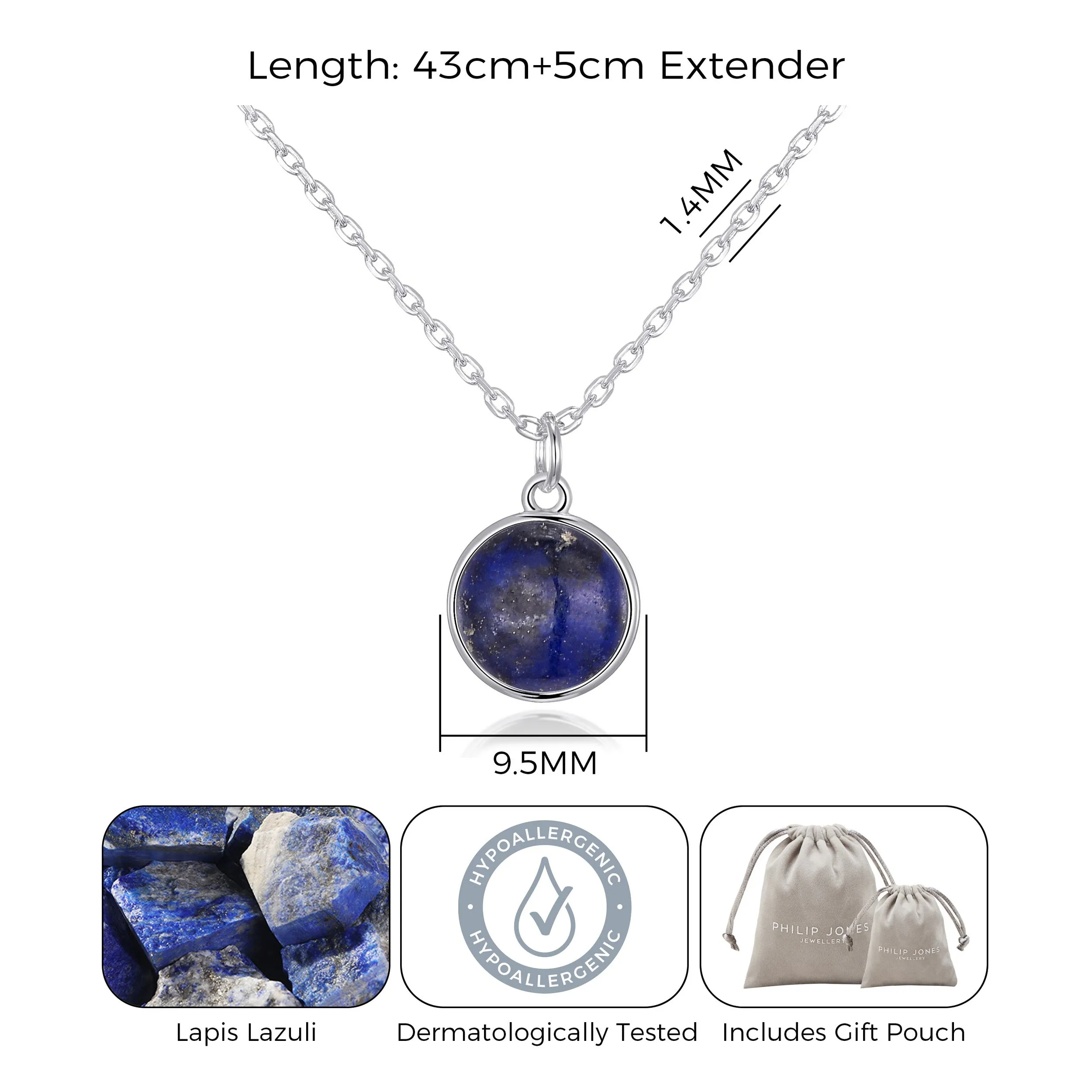 Lapis Necklace with Quote Card