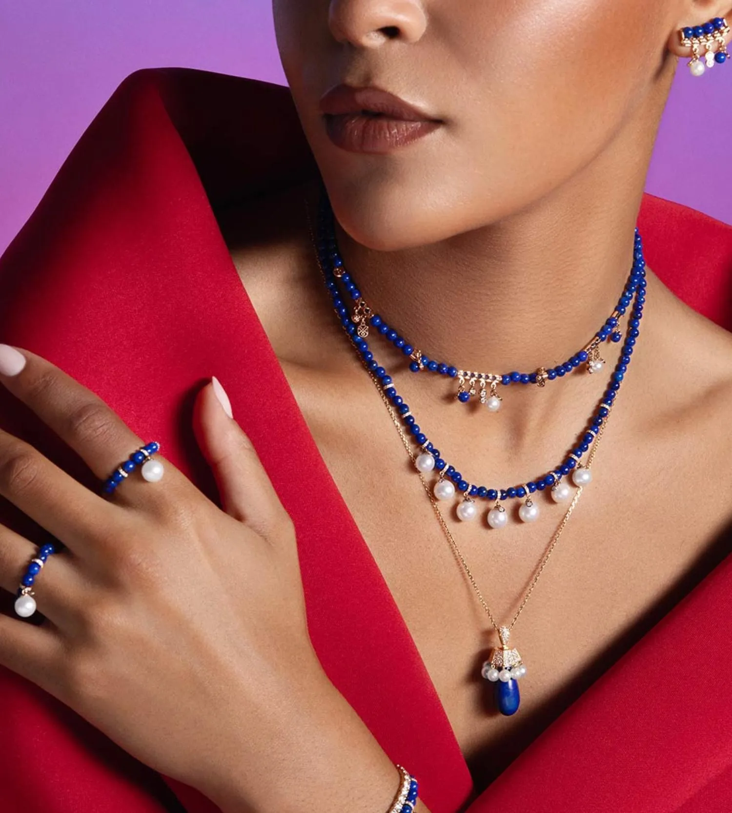 Lapis perlée necklace