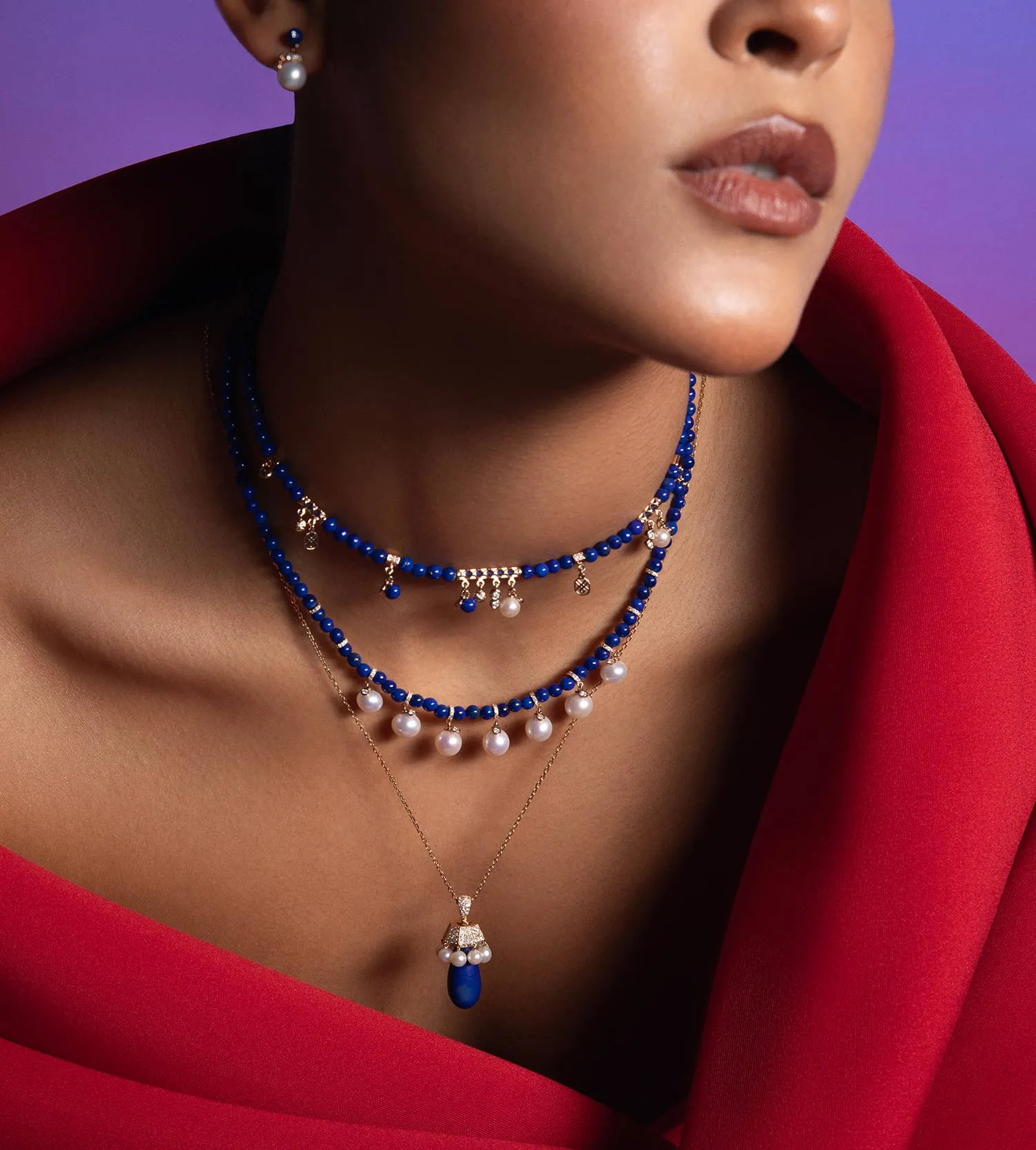 Lapis perlée necklace