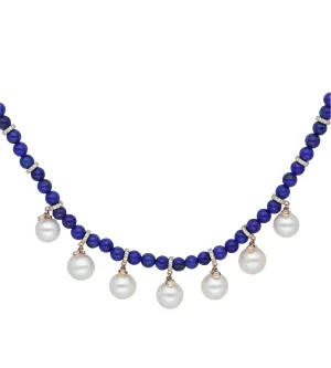 Lapis perlée necklace
