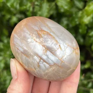 Large Chunky & Flashy Peach Moonstone Palmstone