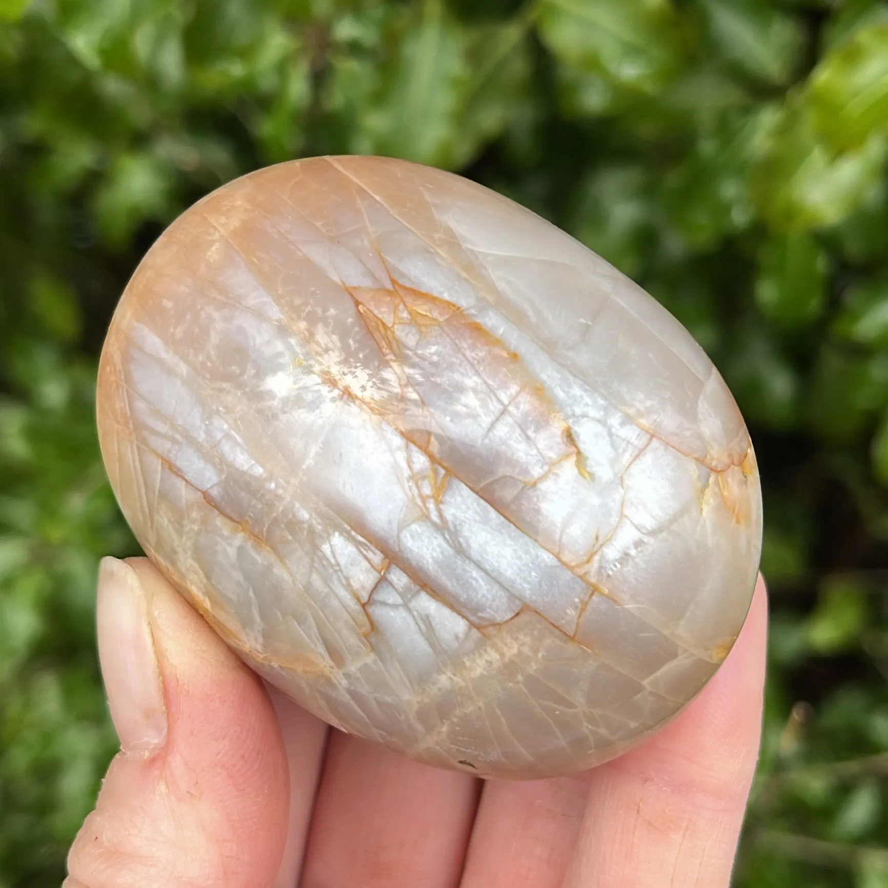 Large Chunky & Flashy Peach Moonstone Palmstone