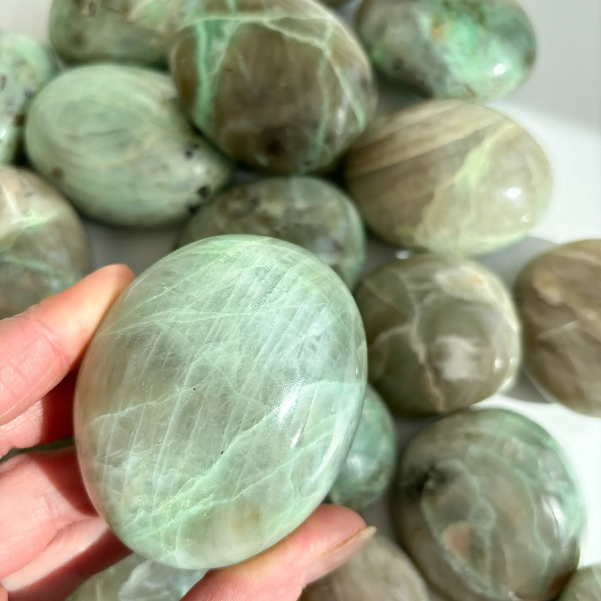Large Garnierite - Green Moonstone Palmstone