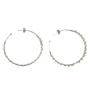Large Hoop Earrings in Sterling Silver with Moonstone Gemstone