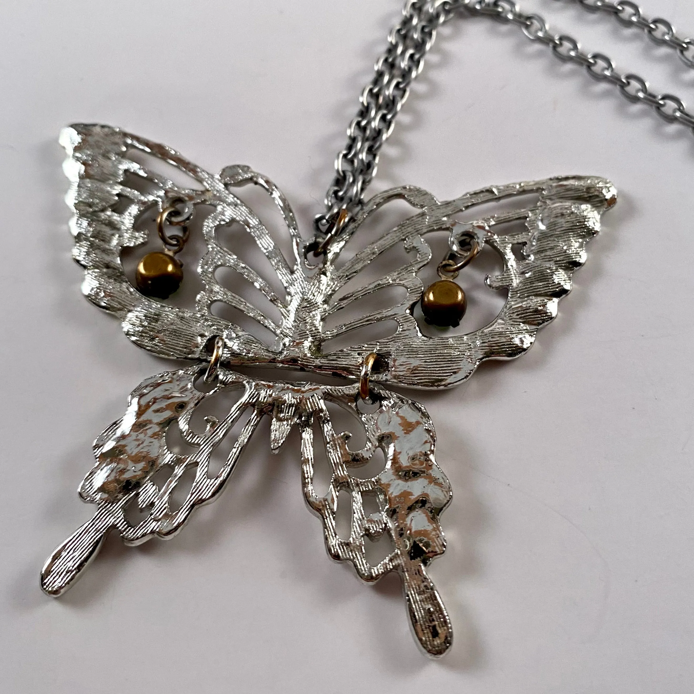 Late 60s/ Early 70s Articulated Butterfly Pendant Necklace