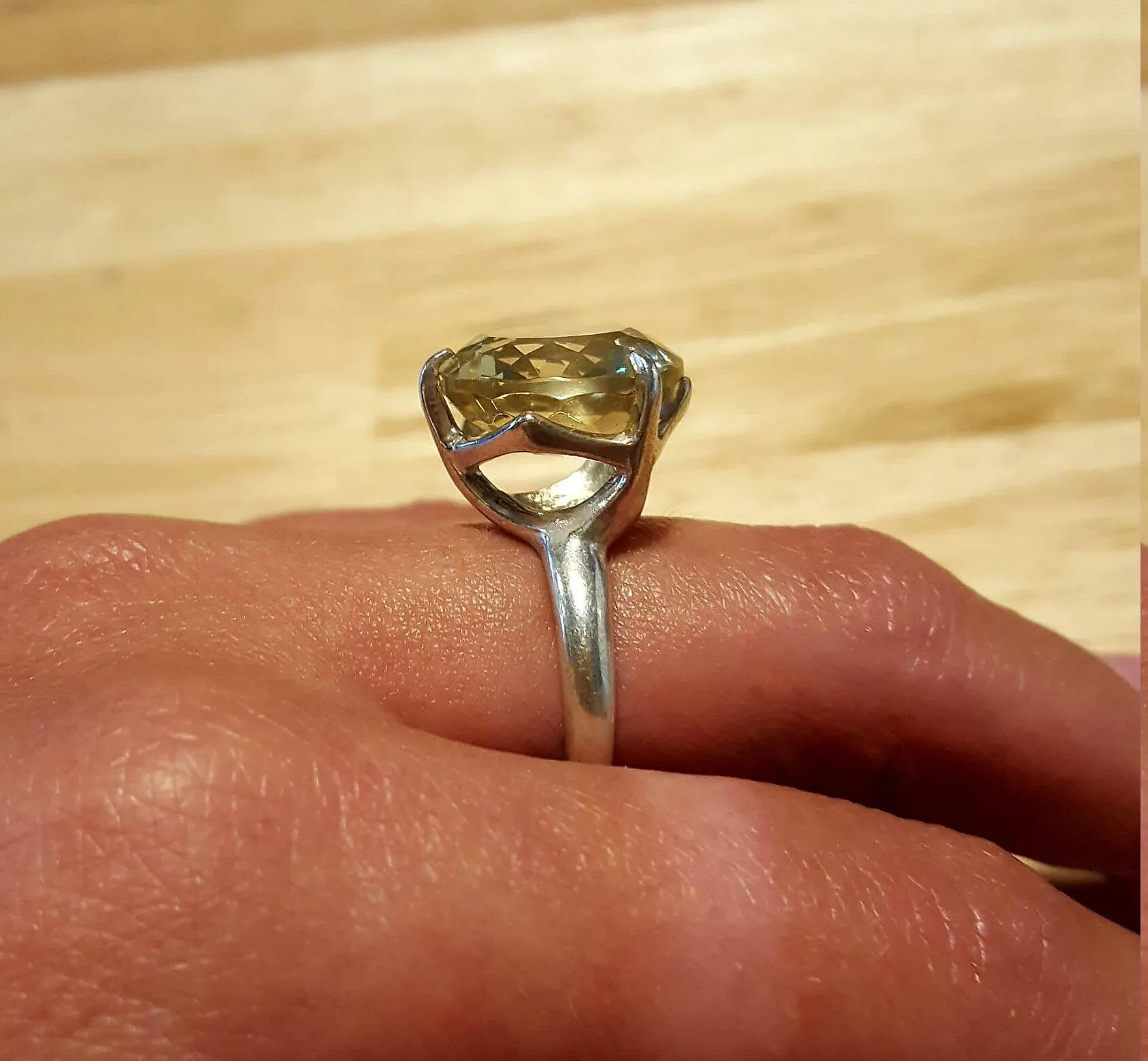Lemon Quartz Ring - Yellow Statement Ring - Quartz Solitaire Ring