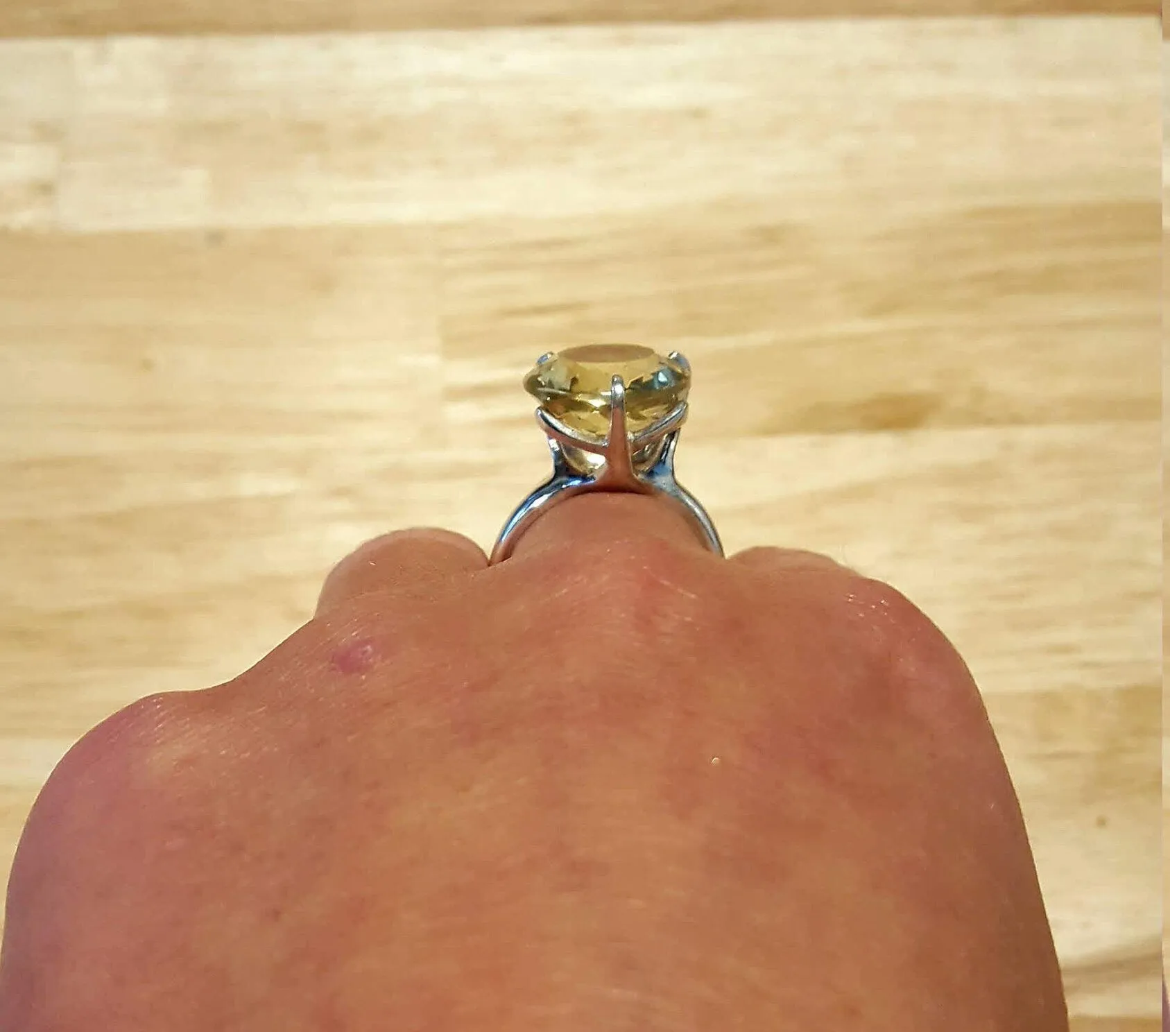 Lemon Quartz Ring - Yellow Statement Ring - Quartz Solitaire Ring