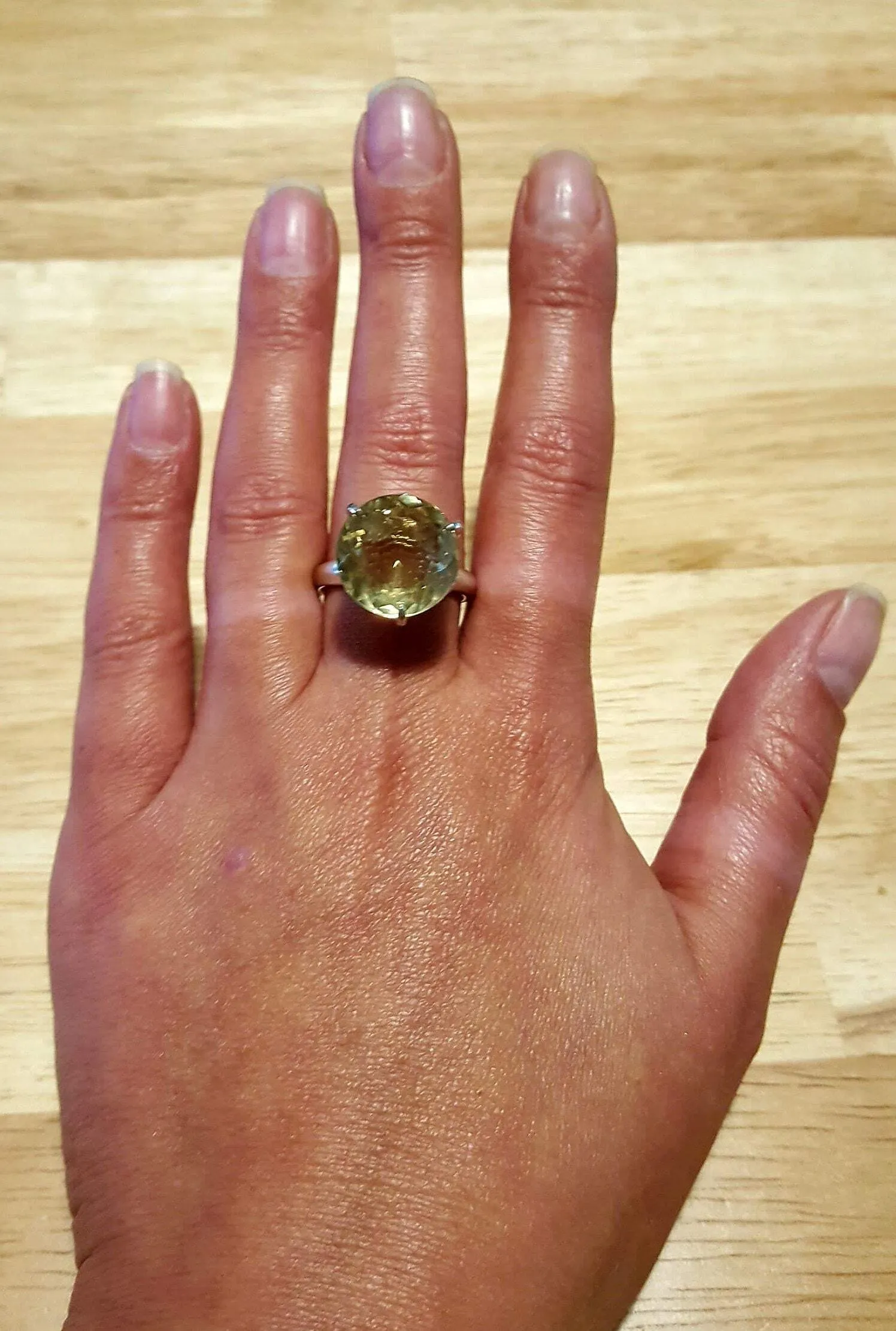 Lemon Quartz Ring - Yellow Statement Ring - Quartz Solitaire Ring