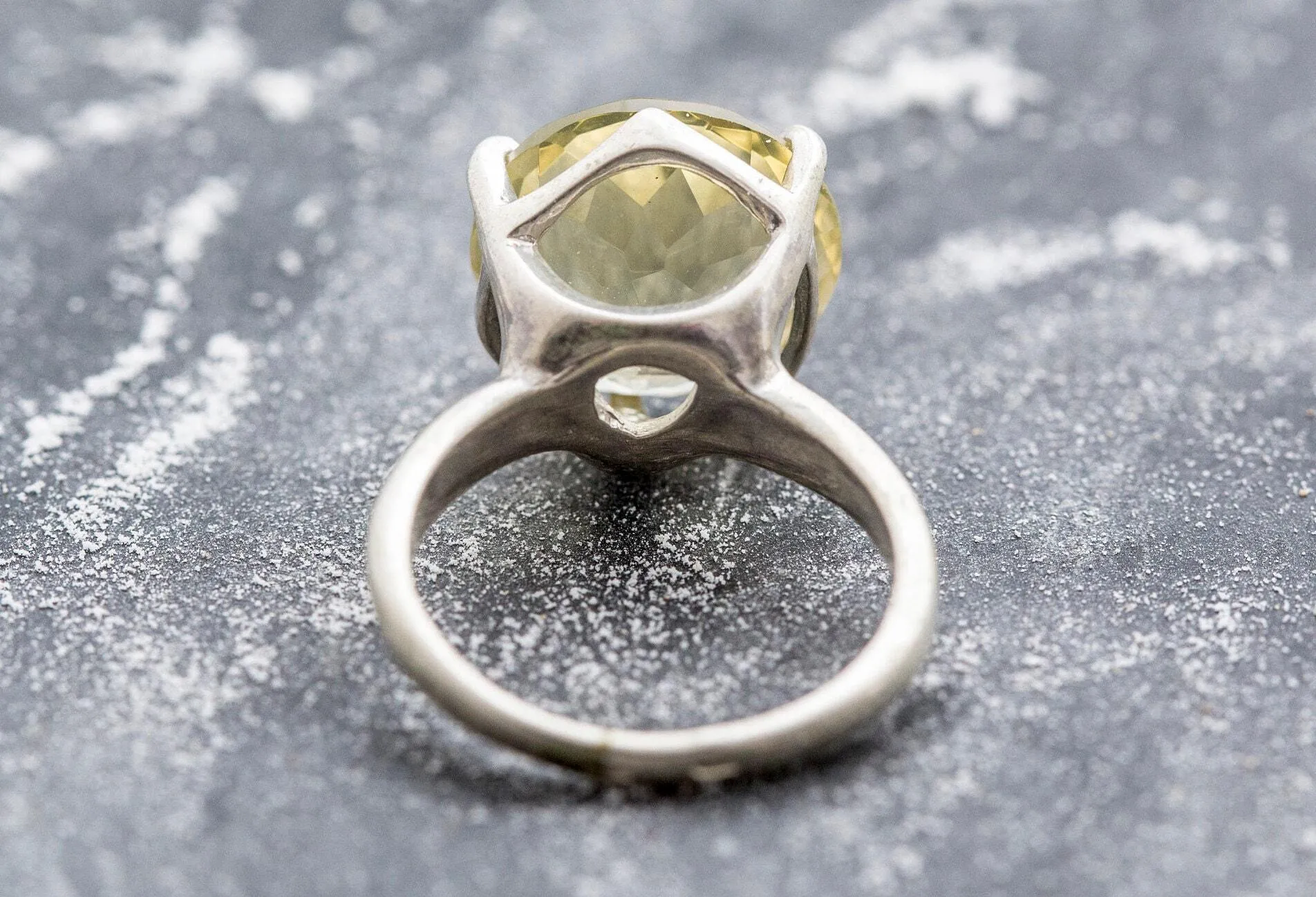 Lemon Quartz Ring - Yellow Statement Ring - Quartz Solitaire Ring