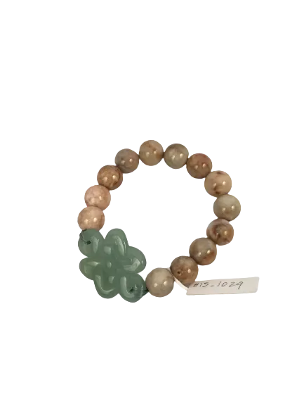 Light Brown Stone Bracelet with Jade Knot Accent