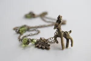Little Brass Deer Necklace | Forest Deer Charm Necklace | Woodland Deer Pendant