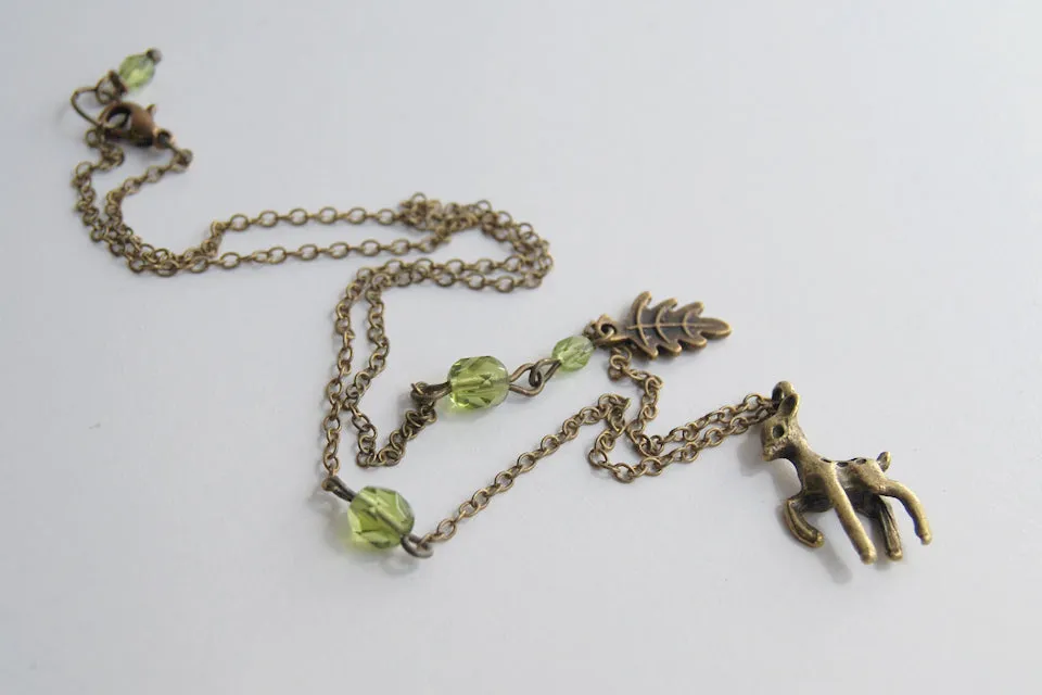 Little Brass Deer Necklace | Forest Deer Charm Necklace | Woodland Deer Pendant