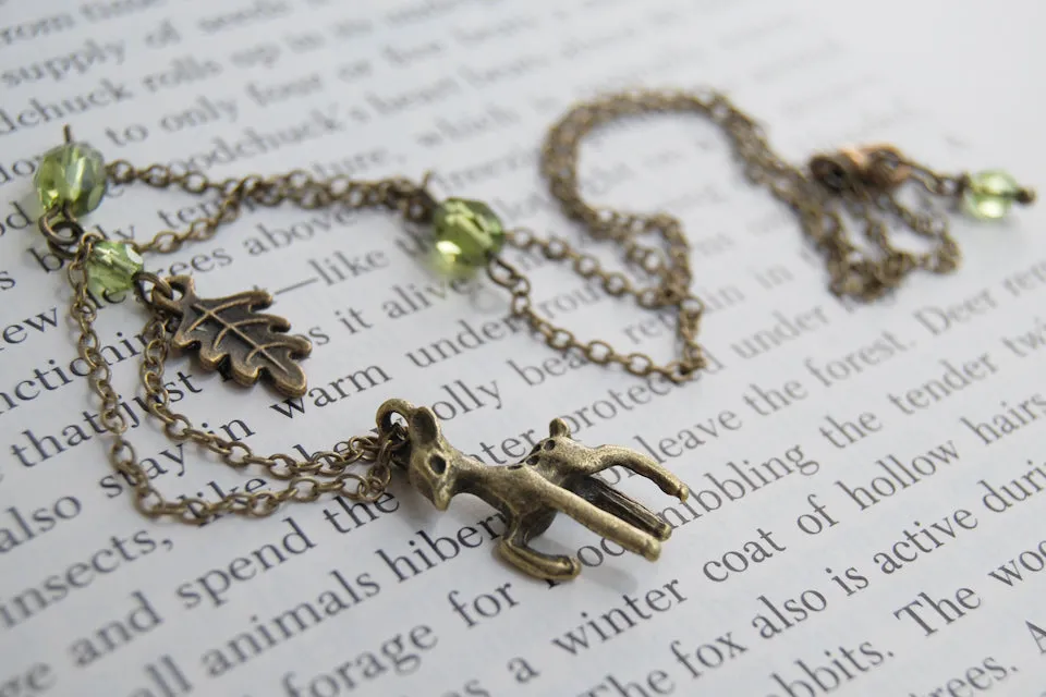 Little Brass Deer Necklace | Forest Deer Charm Necklace | Woodland Deer Pendant