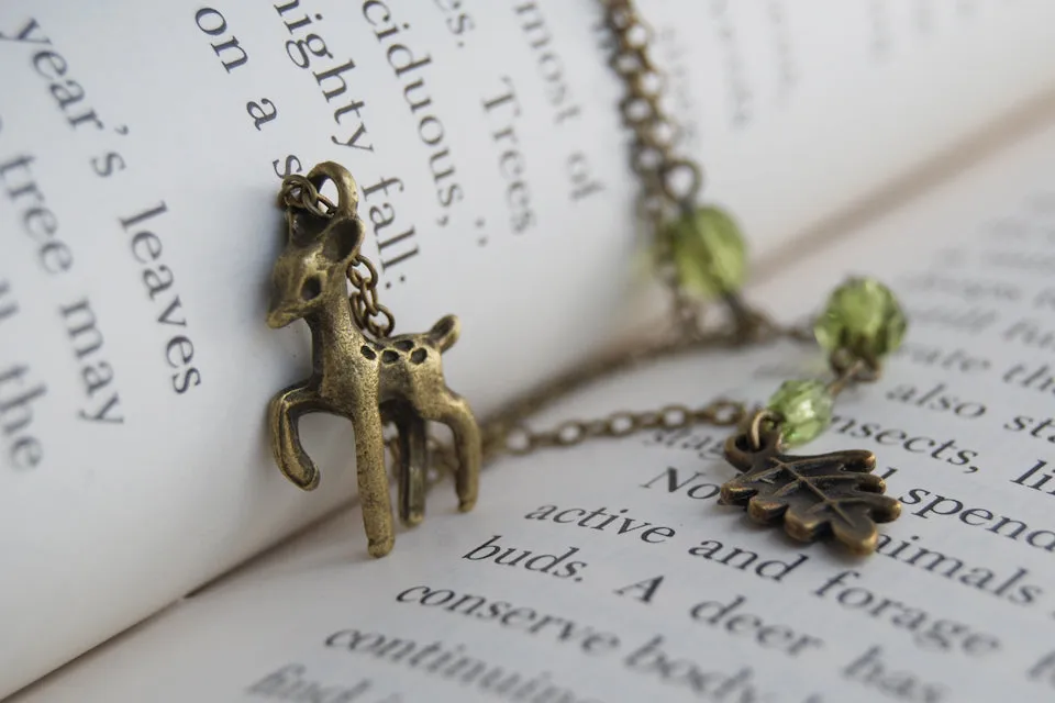 Little Brass Deer Necklace | Forest Deer Charm Necklace | Woodland Deer Pendant