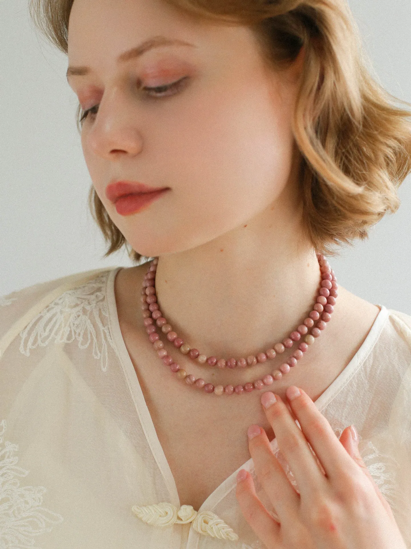 Long Multi-Colored Gemstone Beaded Necklace
