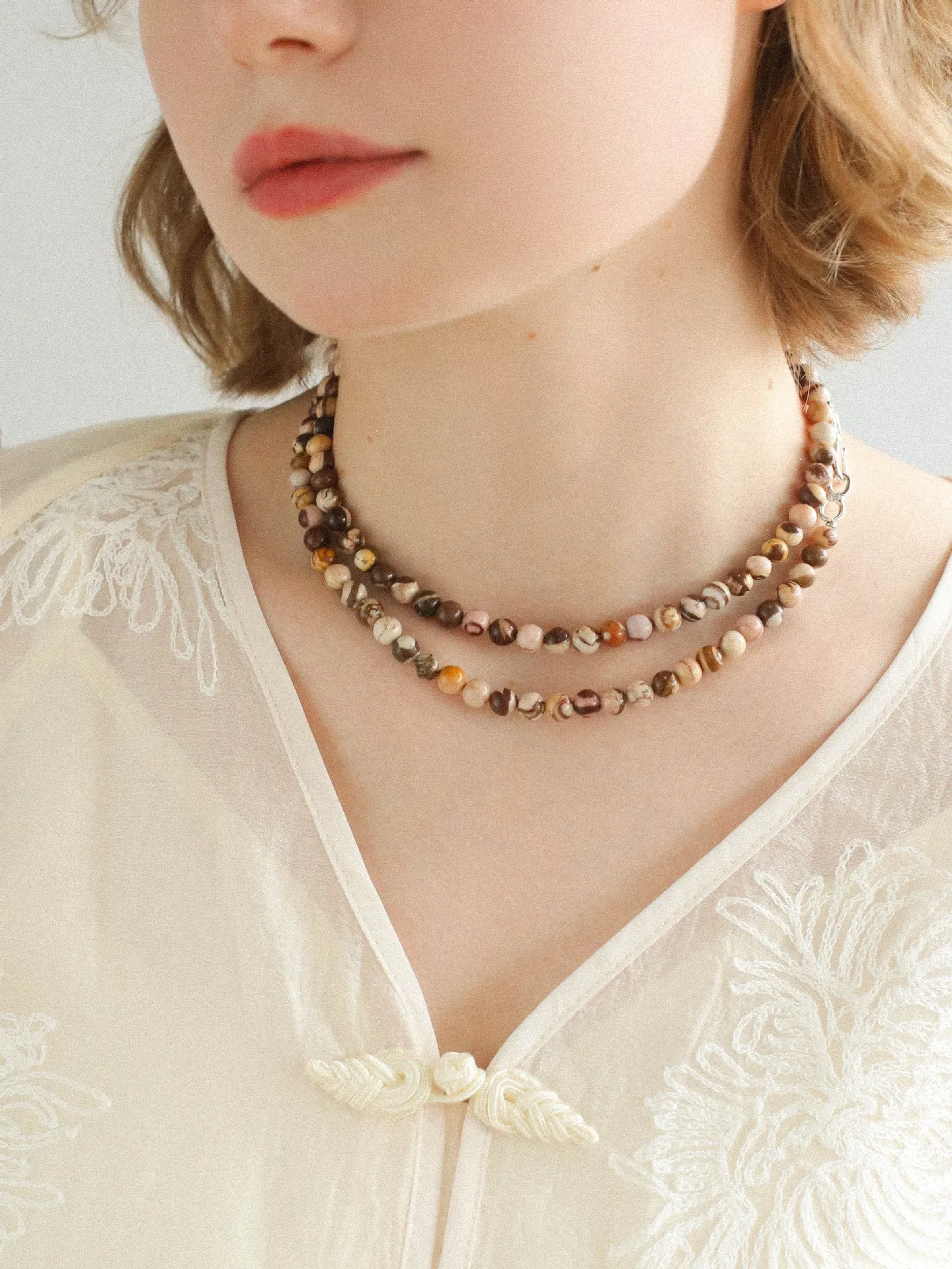 Long Multi-Colored Gemstone Beaded Necklace