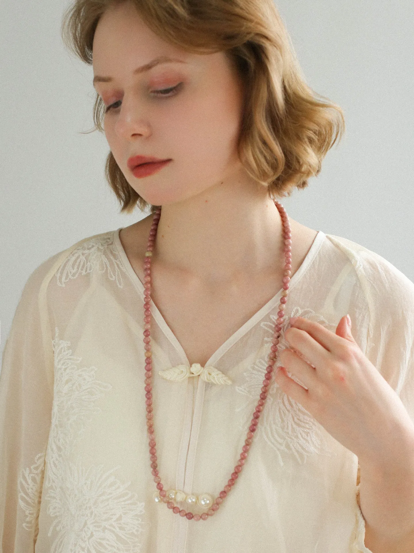 Long Multi-Colored Gemstone Beaded Necklace