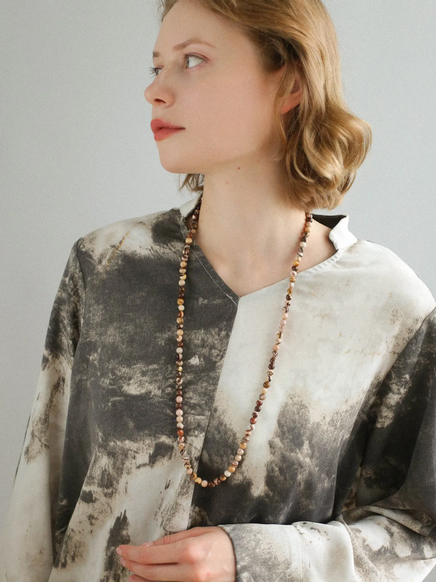 Long Multi-Colored Gemstone Beaded Necklace