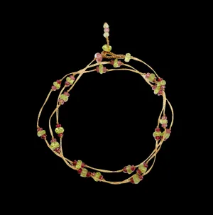 Loopy Duo Bracelets / Necklace - Peridot with pink tourmaline