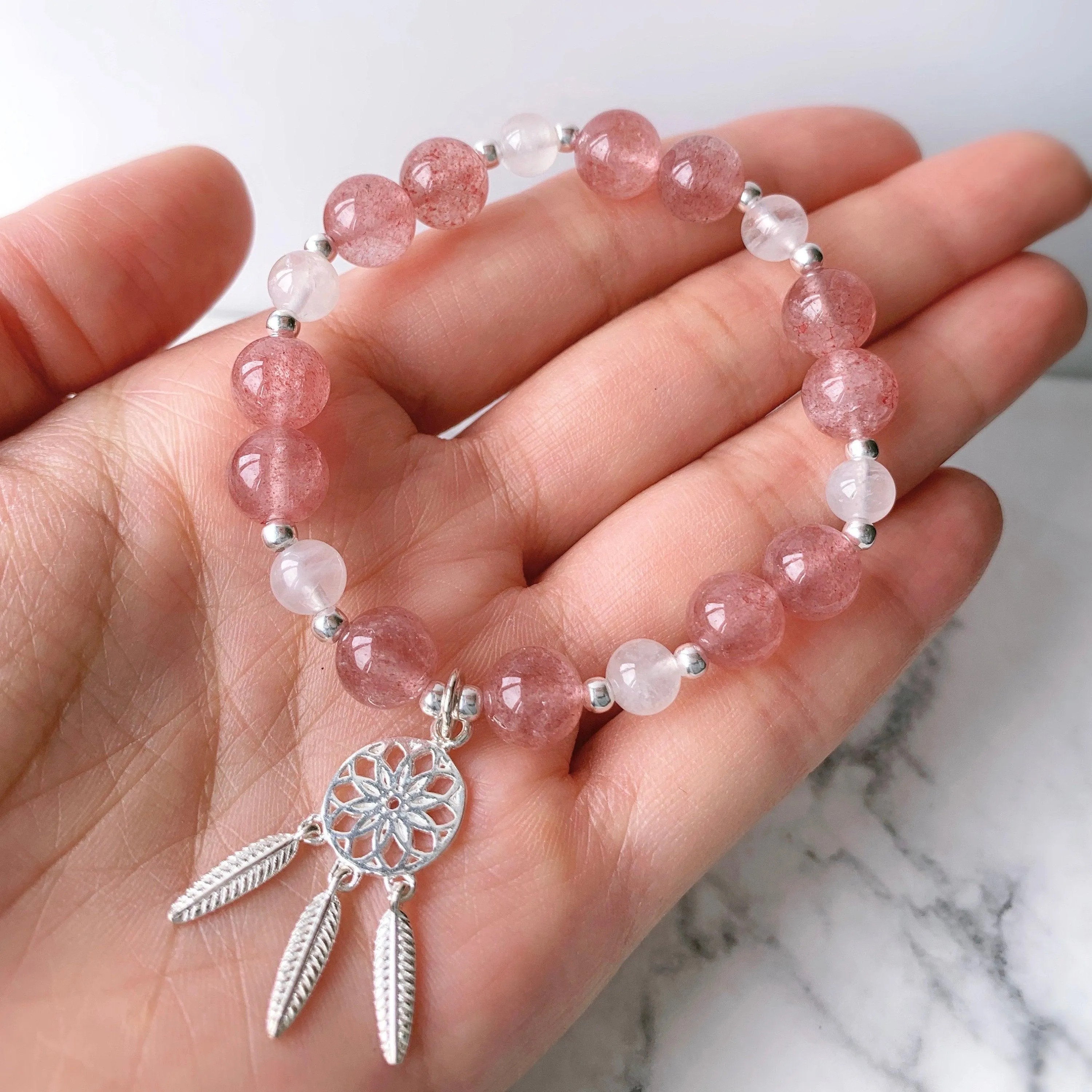 Love Relationship Strawberry Quartz x Moonstone Bracelet