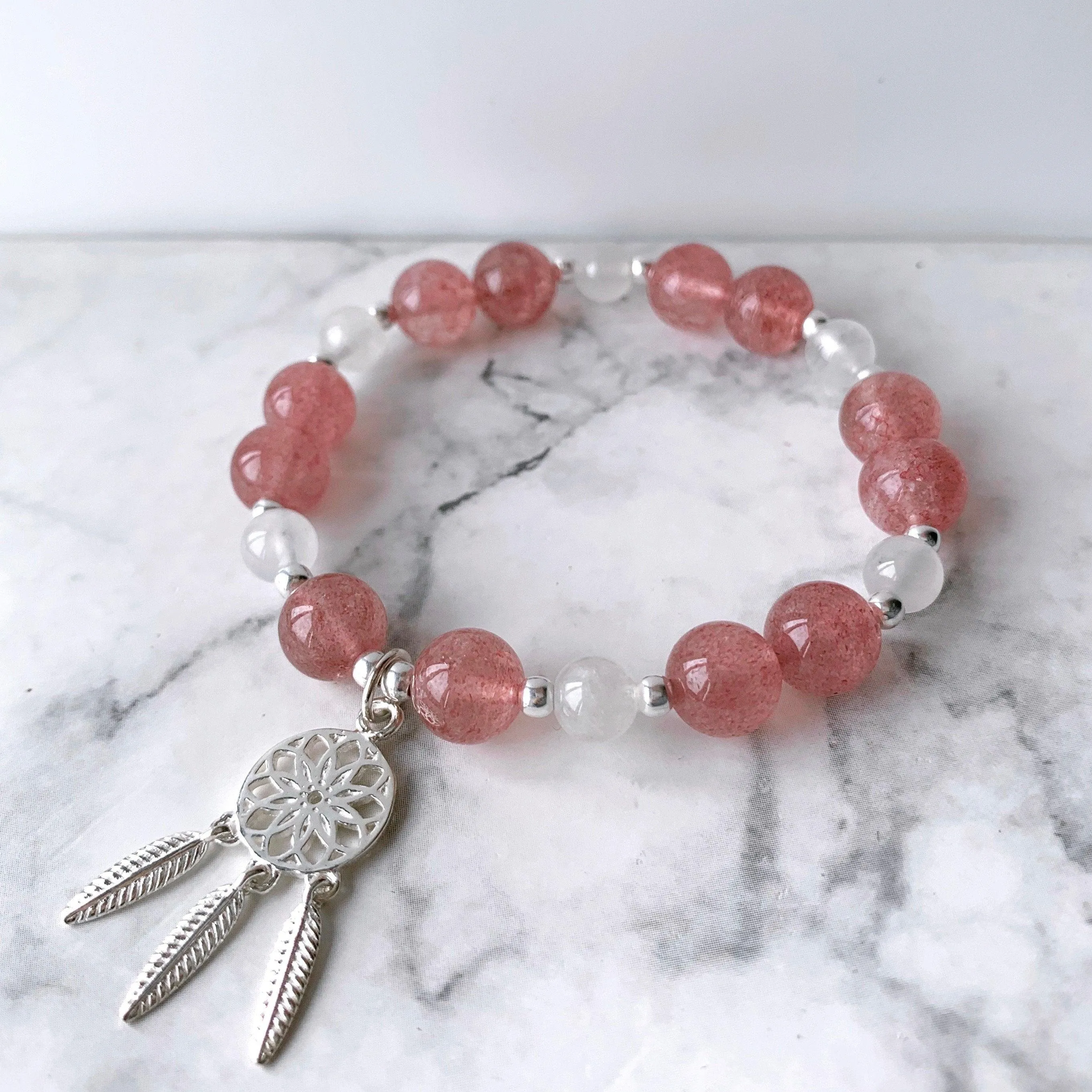Love Relationship Strawberry Quartz x Moonstone Bracelet