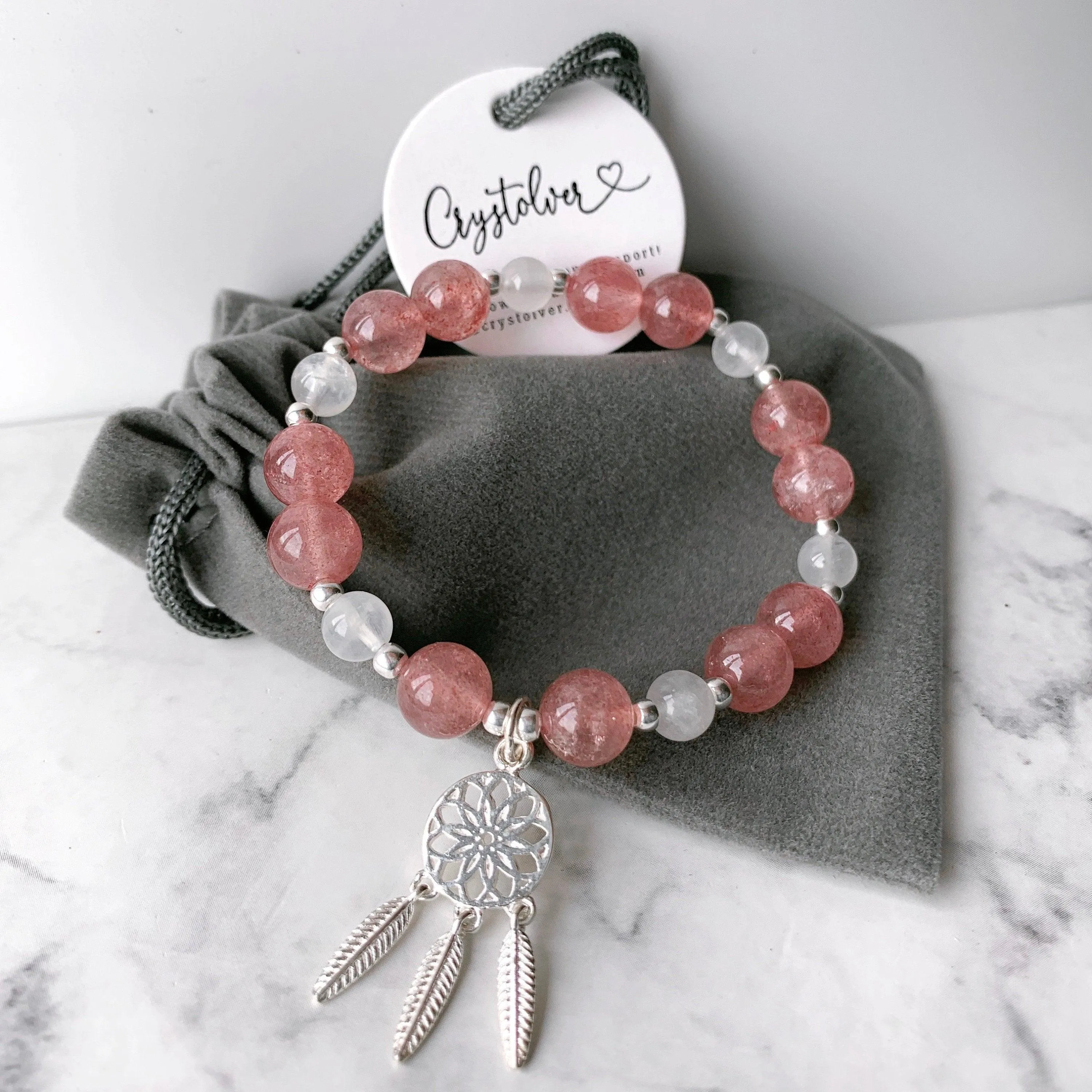 Love Relationship Strawberry Quartz x Moonstone Bracelet