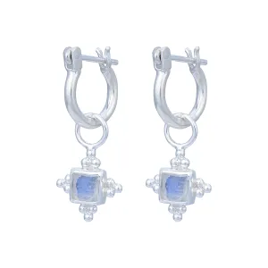 Mahla Sterling Silver Rainbow Moonstone Hoop Earrings