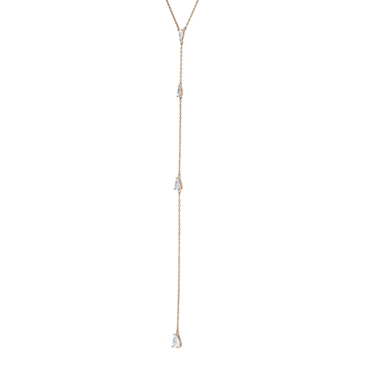 Maris CZ Rose Gold Lariat Necklace