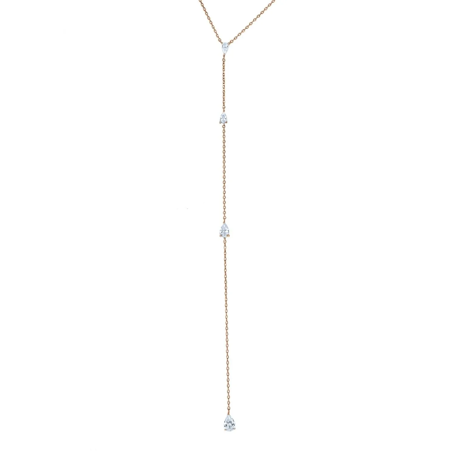 Maris CZ Rose Gold Lariat Necklace