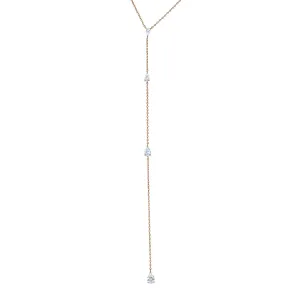 Maris CZ Rose Gold Lariat Necklace